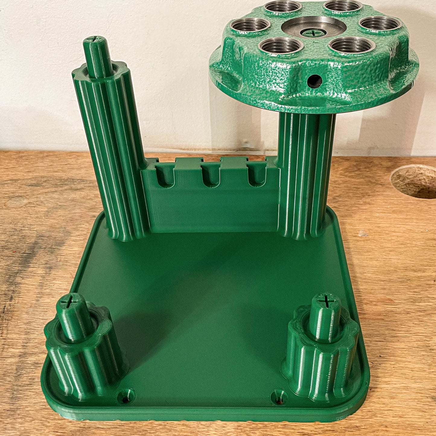 Bench Top Holder for 4 RCBS Turrets with Enhanced Shell Holder Storage